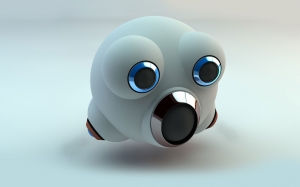 Robot con cabeza de burbuja