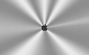 Apple logo rodeado de metal