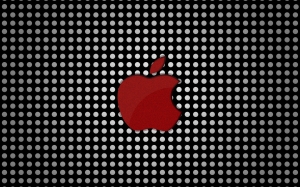 Logo de apple con puntos polacos rojos